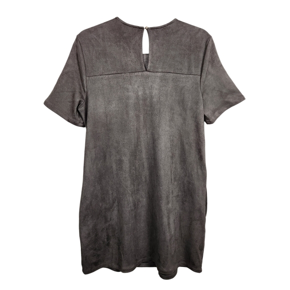 Chloe K Faux Suede Shift Dress Brown Super Soft Women's Size Medium - Picture 7 of 10